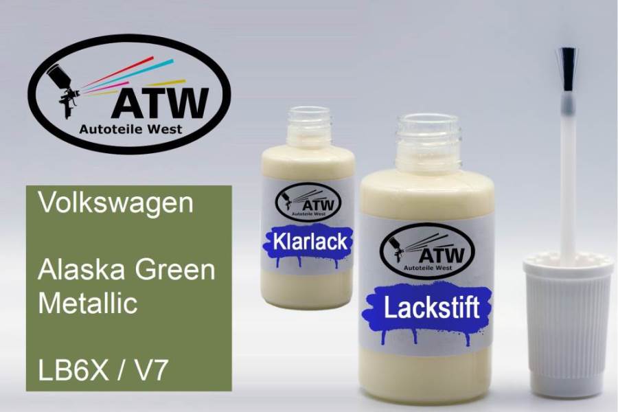 Volkswagen, Alaska Green Metallic, LB6X / V7: 20ml Lackstift + 20ml Klarlack - Set, von ATW Autoteile West.